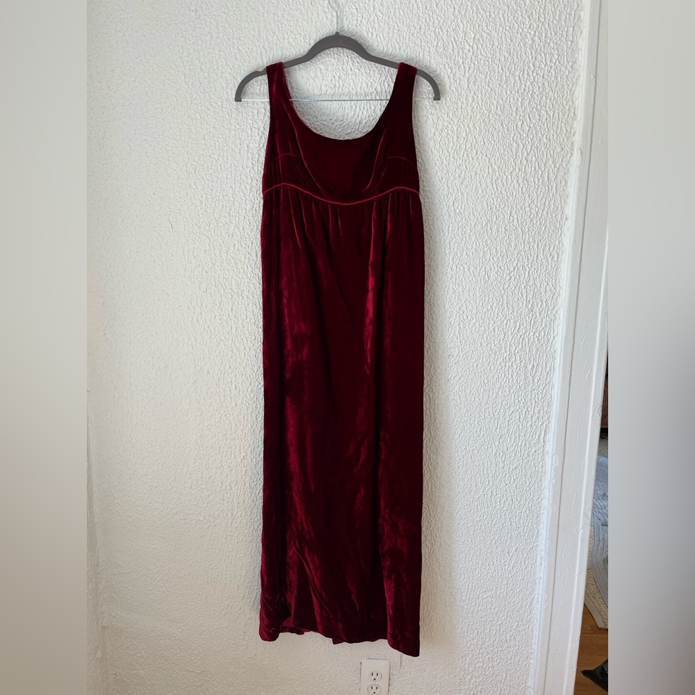 Vintage Handmade 1960s Velvet Red Dress XS